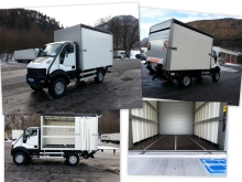 BREMACH-LKW mit Rammer-Alu-Schiebeplanenaufbau und BÄR Ladebordwand. BREMACH-LKW mit Rammer-Alu-Schiebeplanenaufbau und BÄR Ladebordwand.