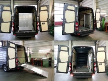 Gasfederunterstützte Laderampe in Mercedes-Sprinter. Tragkraft 450 kg. Gasfederunterstützte Laderampe in Mercedes-Sprinter. Tragkraft 450 kg.