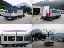3-Achs-Anhänger mit Sonderaufbau für Gasflaschentransport in Gitterboxen. 3-Achs-Anhänger mit Sonderaufbau für Gasflaschentransport in Gitterboxen.